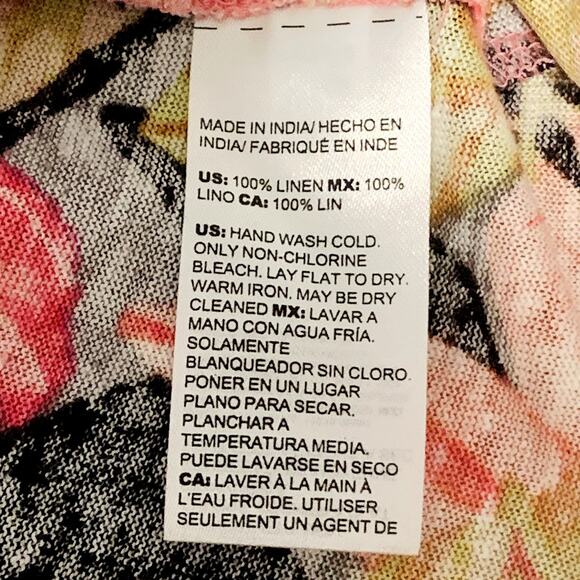 CHICO'S Size 3, US XL 100% Linen Tropical Print Top Pullover Resortwear Vacation - Picture 4 of 8